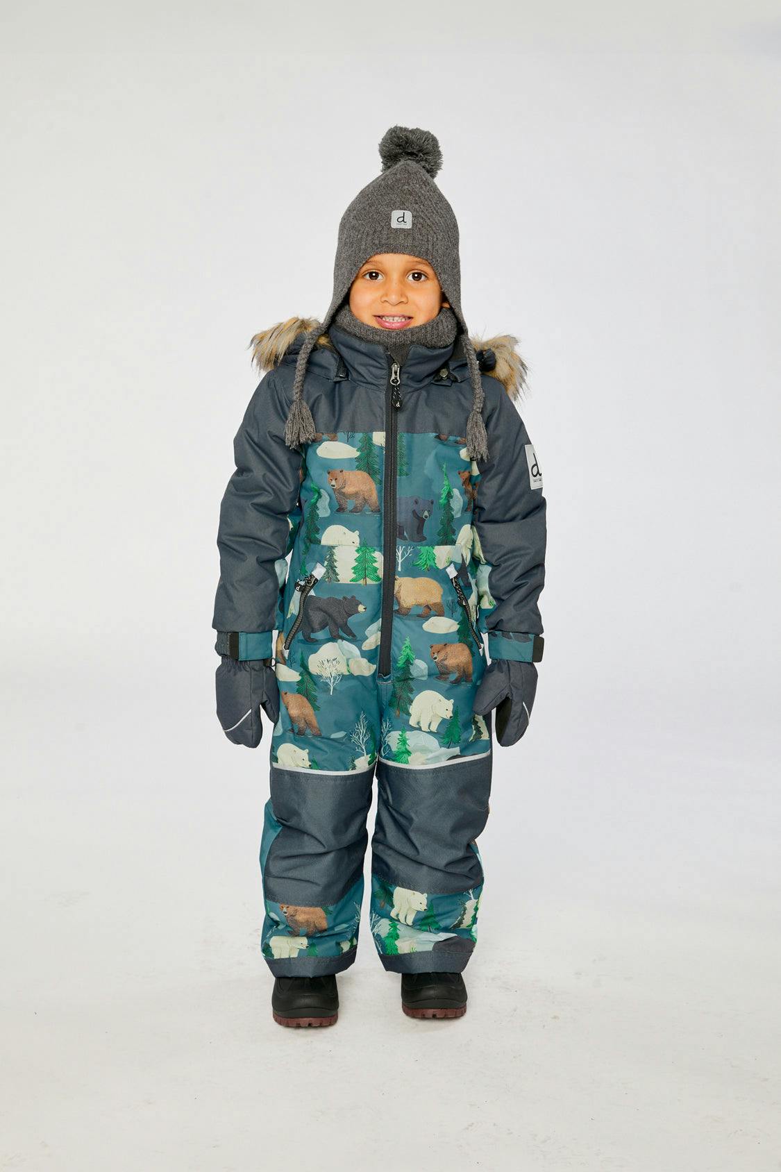 Kids One Piece Discover Snowsuit Blue Bear Print