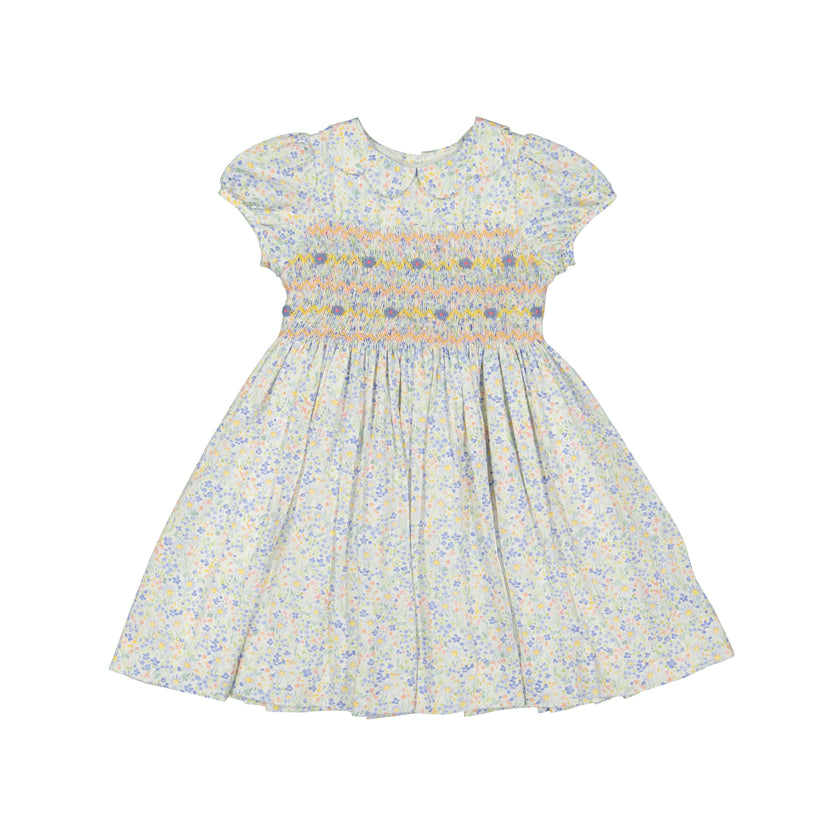 Ondine Blue Floral Smocked Dress