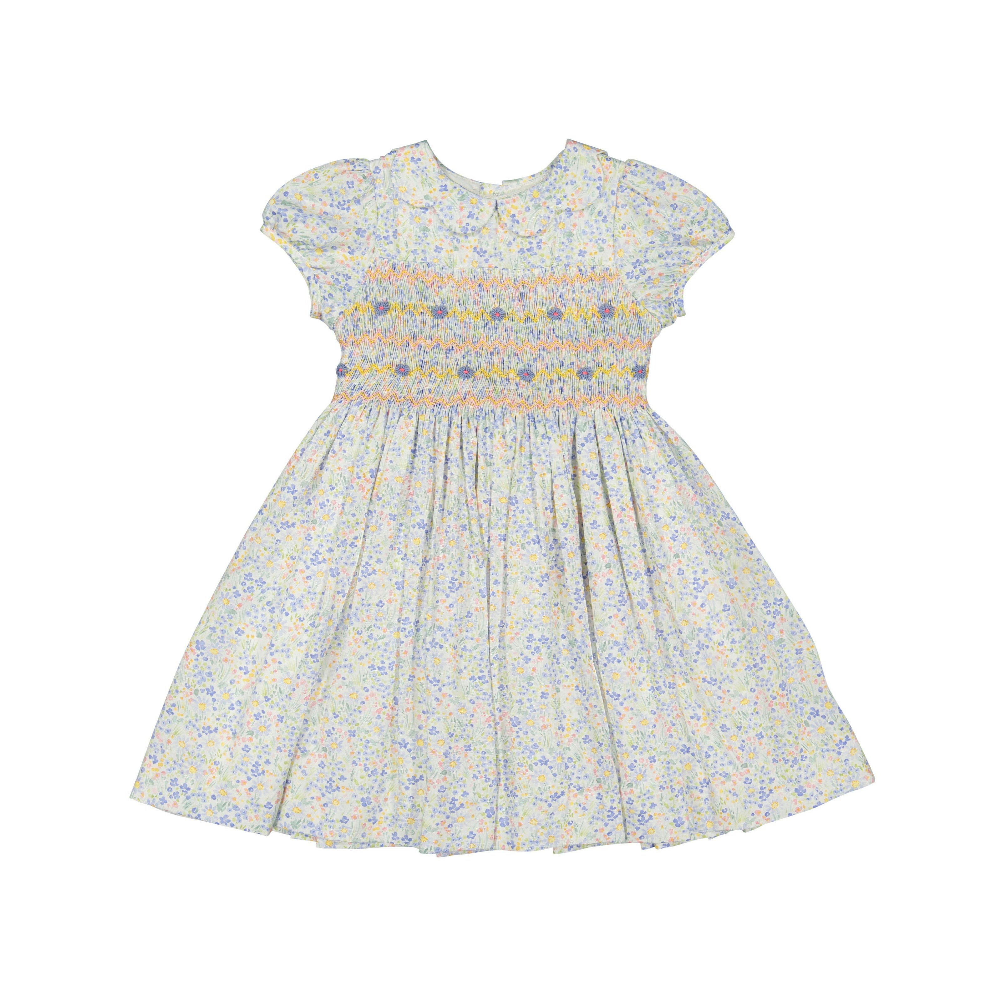 Ondine Blue Floral Smocked Dress