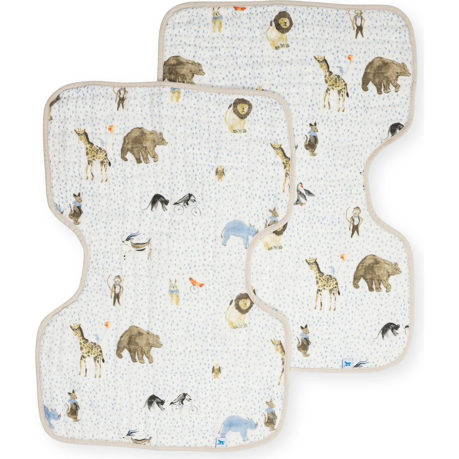Cotton Muslin Burp Cloth 2 Pack - Party Animals