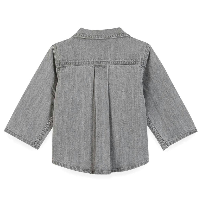 BONTON Soft Grey Embroidered Pan Baby Shirt