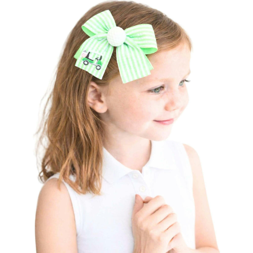 Golf Ball Seersucker Hair Bow