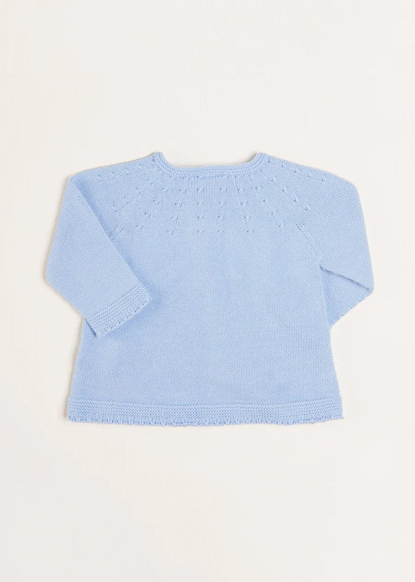 Openwork Detail Baby Cardigan in Light Blue (1-9mths)