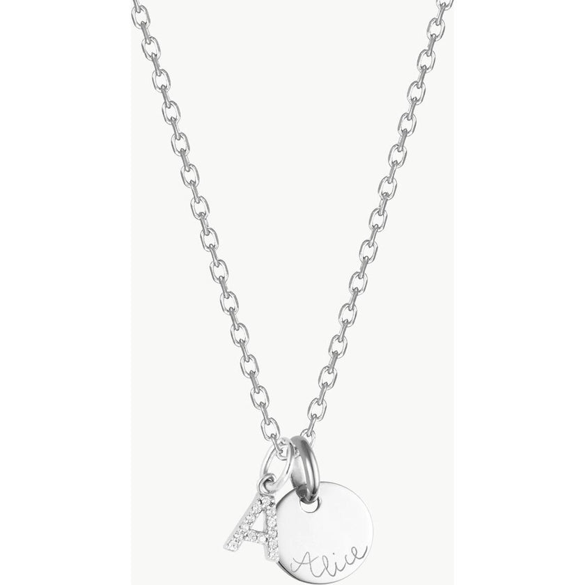 Personalized Mini Crystal Alphabet Necklace, Sterling Silver