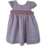French Pinstripe Smocked Dress