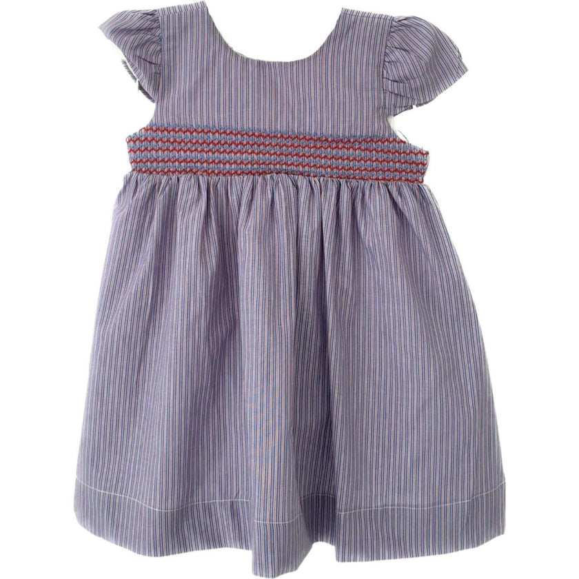 French Pinstripe Smocked Dress