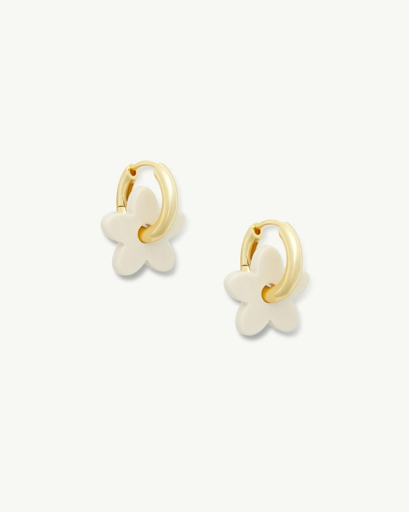 Petite Flower Charms in White Matte