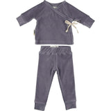 Ribbed Velour Long Sleeve Kimono Top & Pant 2-Piece Set