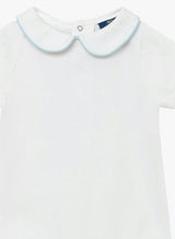 Baby Short-Sleeved Milo Bodysuit in White/Blue