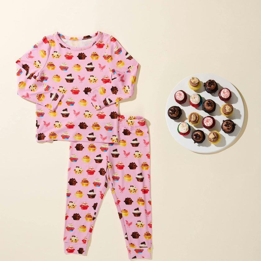 Kids Bamboo PJ Set - Pink Cupcakes
