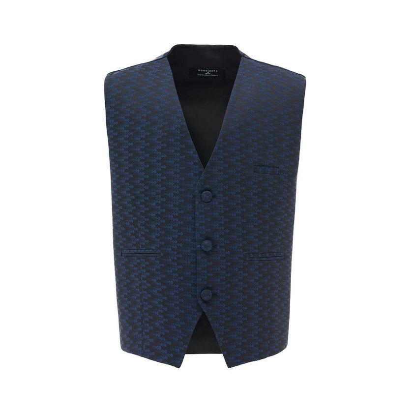 Navy Geometric Print Vest and Bowtie