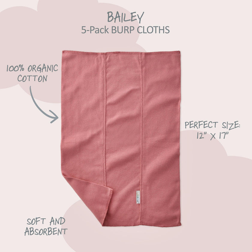 BAILEY 5-Pack BAILEY Burp Cloths