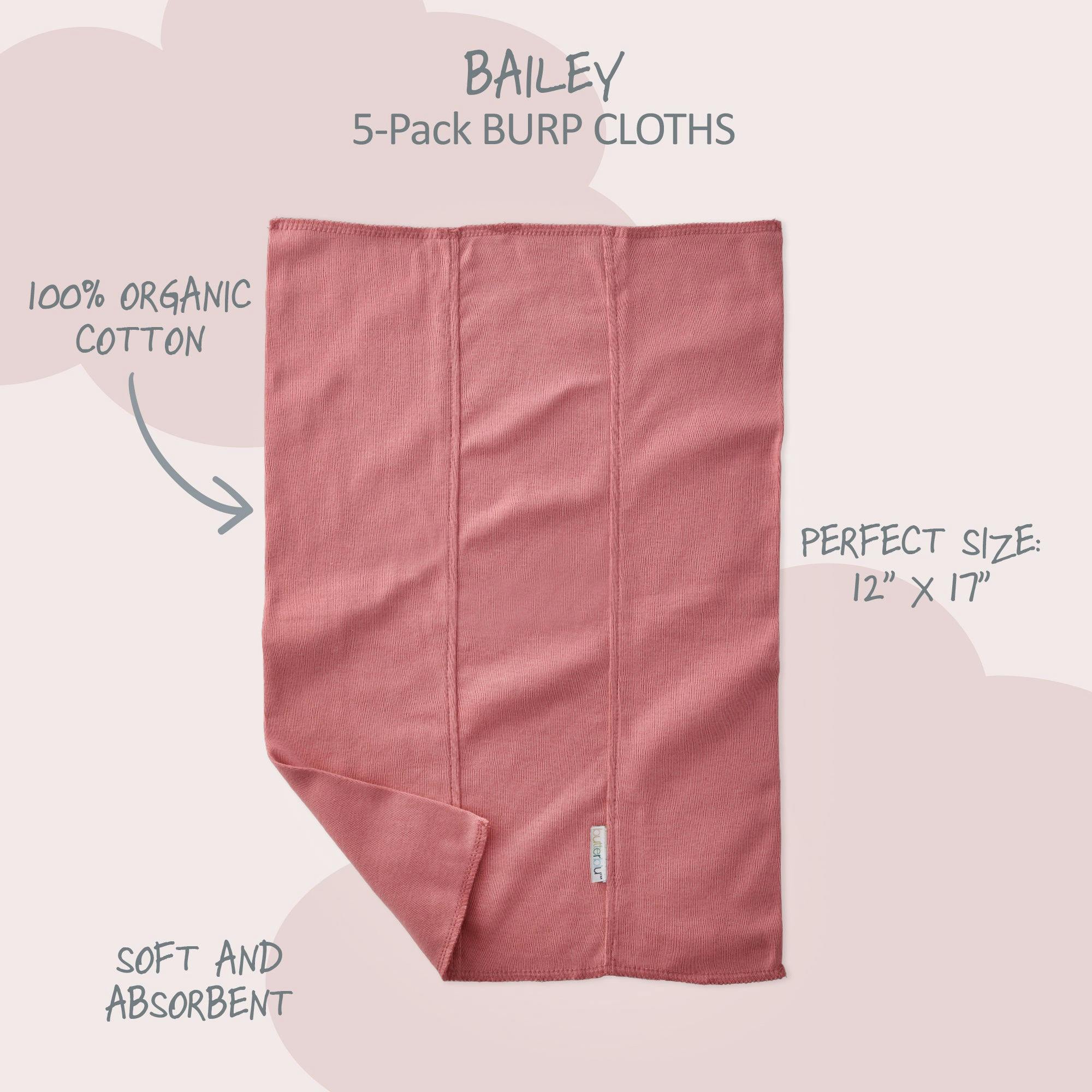 BAILEY 5-Pack BAILEY Burp Cloths