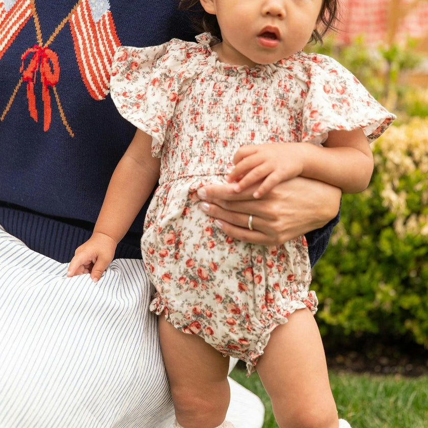 Baby Jovie Romper in Ivory Heritage Rose