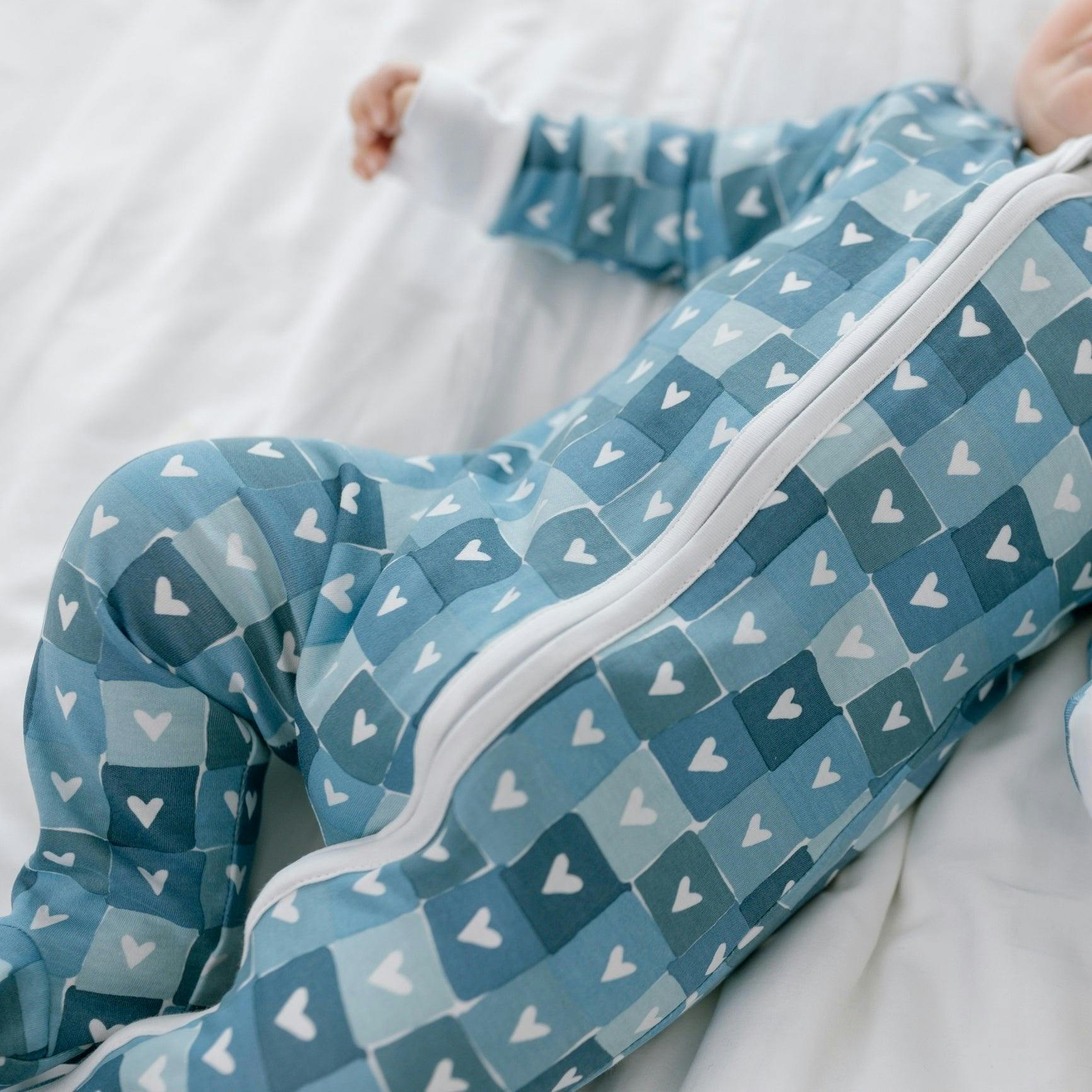 Block Hearts Zip Baby Onesie