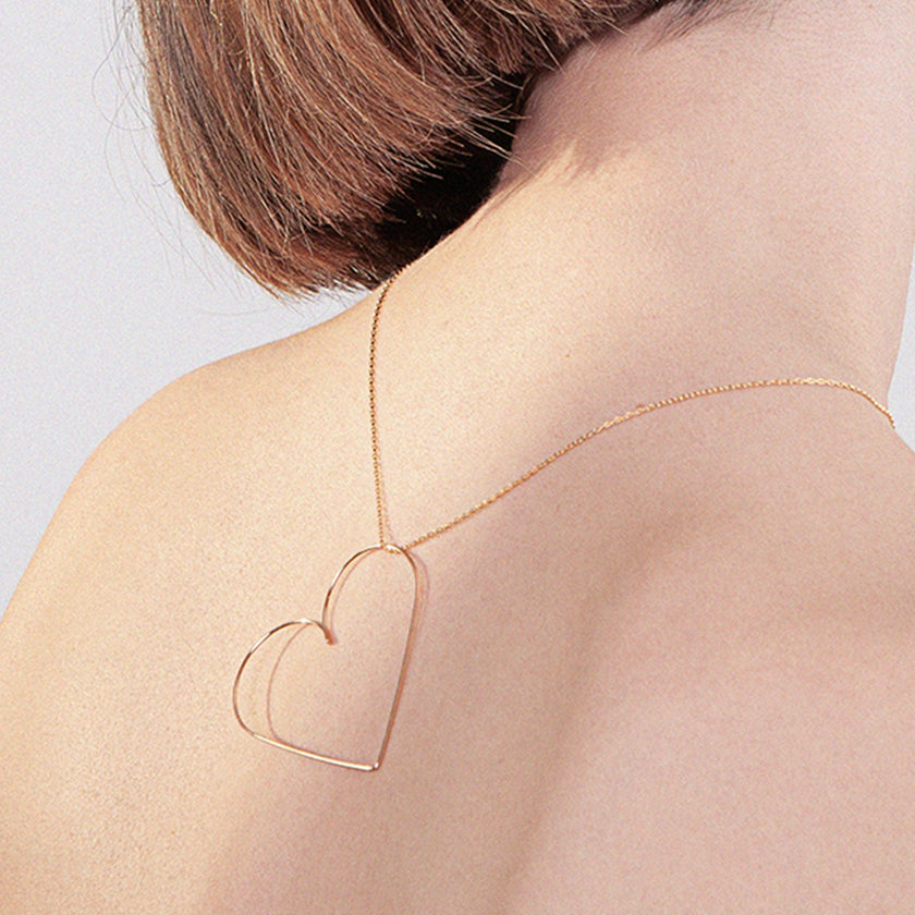 Women's Heart Charm Necklace, Yellow Gold-Filled