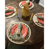 Set of 4 Handwoven Iraca Olive Motif Chargers