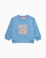 Baby Here Comes Trouble Sweatshirt in Blue/Pink