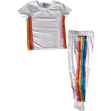 White Rainbow Sequin 2-Piece Jogger Set