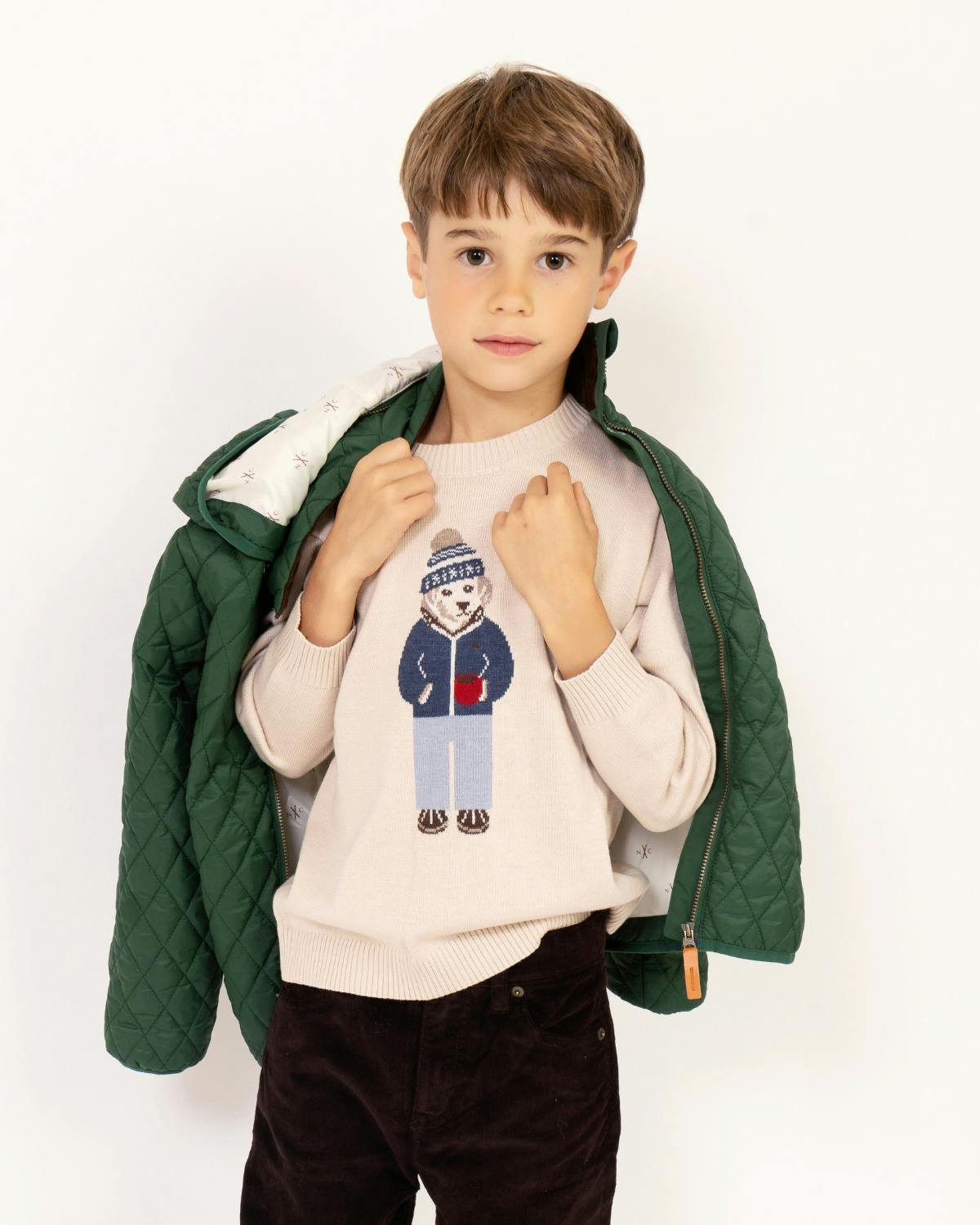 Kids Winter Pup Sweater in Beige