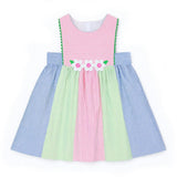 Stripe Seersucker Dress With Flowers