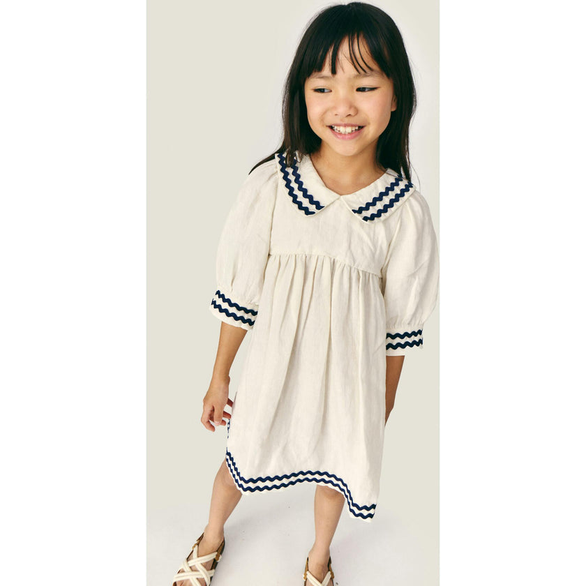 Mipounet SS26 Isaline Linen Collared, Dress Ecru