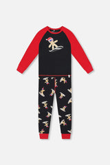Two-Piece Organic Cotton Pajama Set Black Cookie Print