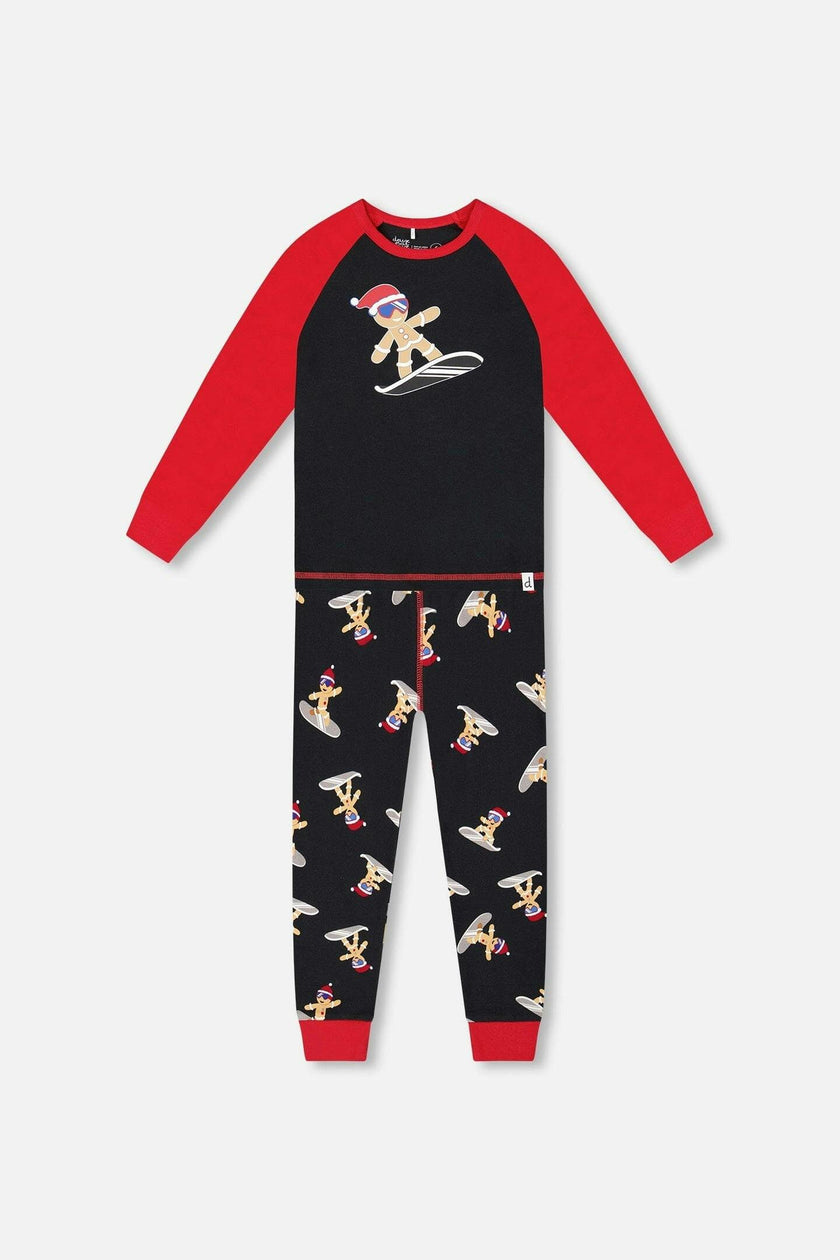 Two-Piece Organic Cotton Pajama Set Black Cookie Print