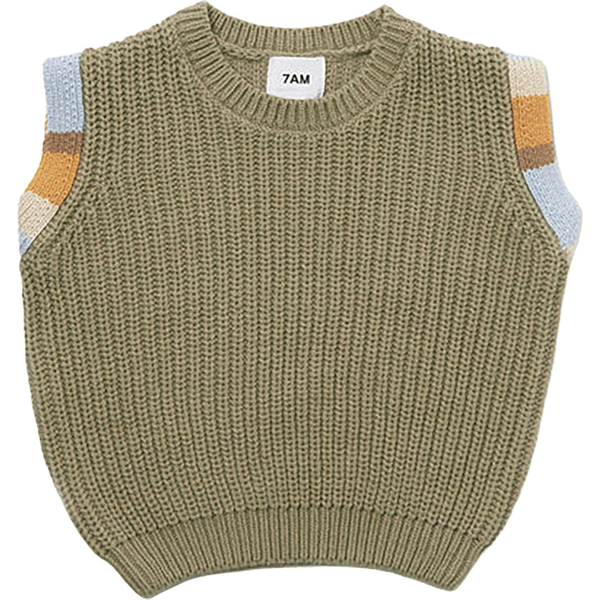 Chunky Ribbed Knit Crew Neck Sleeveless Wide Boxy Fit Tank Top