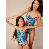 Cross Back Strap One-Piece Swimsuit, Multi
