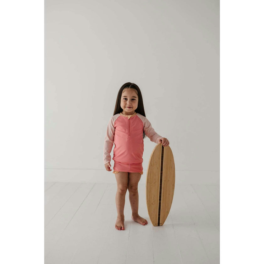 Girl's Zip Rash Guard Swimsuit