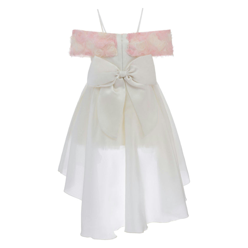 White Claire Cascade Rose Dress
