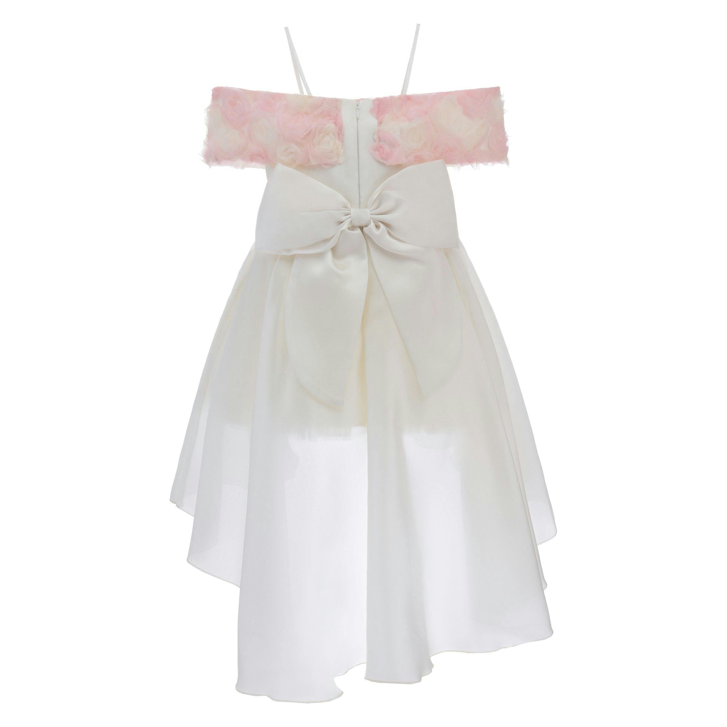 White Claire Cascade Rose Dress