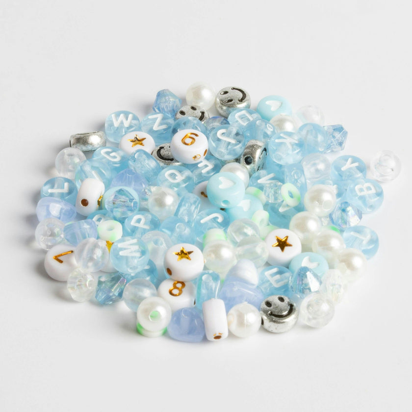 On Cloud 9 Baby Blue Letter Beads with Number Beads Cloud Charm DIY Jar