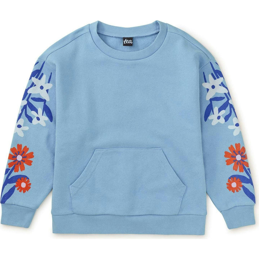 Floral Print Long Sleeve Kanga Popover, Blue