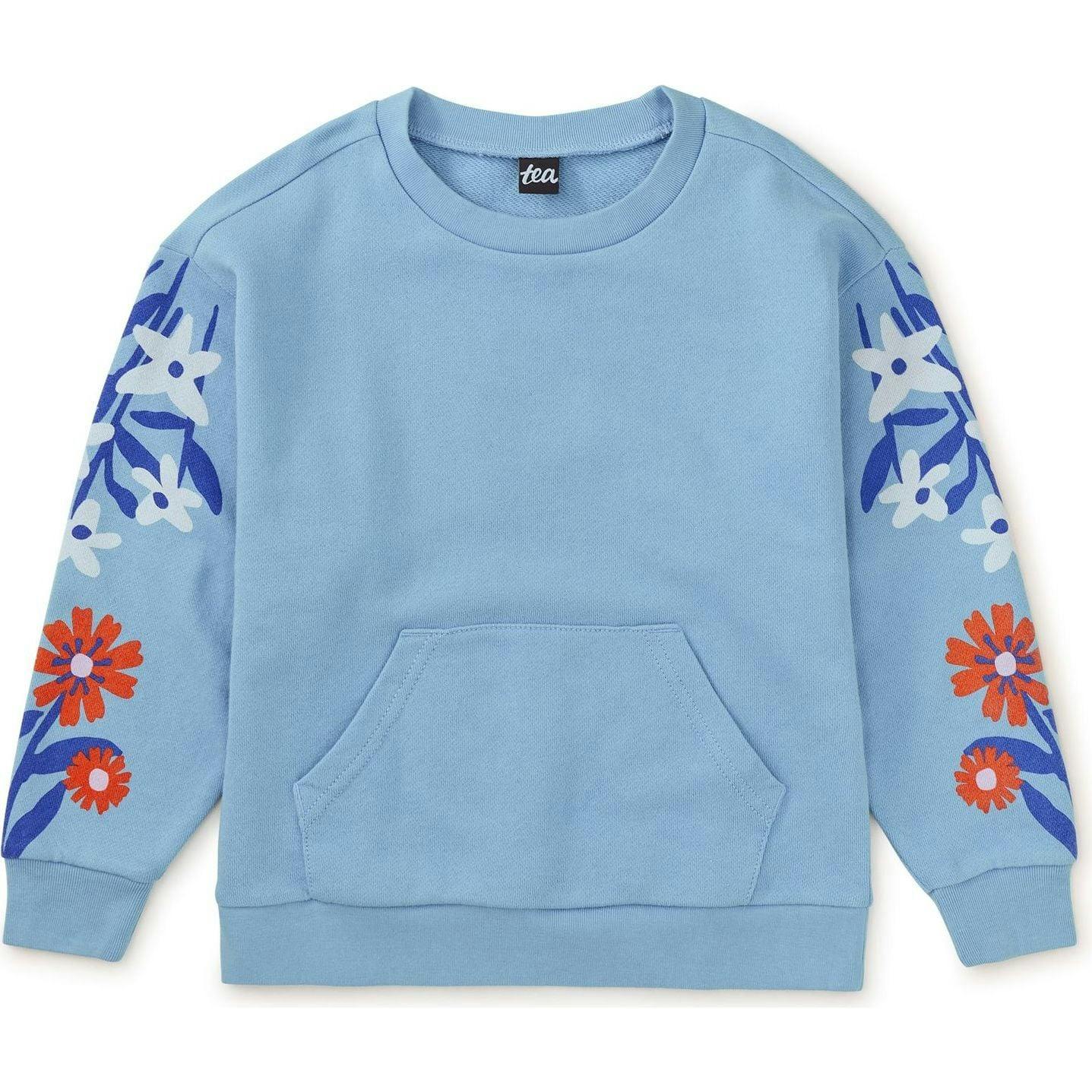 Floral Print Long Sleeve Kanga Popover, Blue