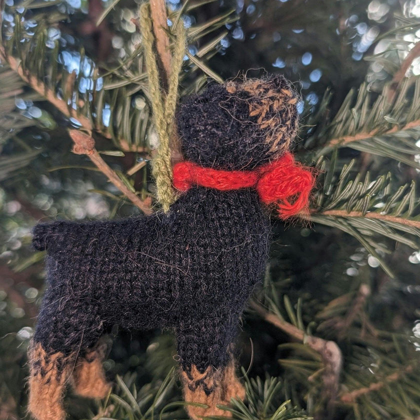 Rottweiler Dog Hand Knit Christmas Ornament Arcadia Home