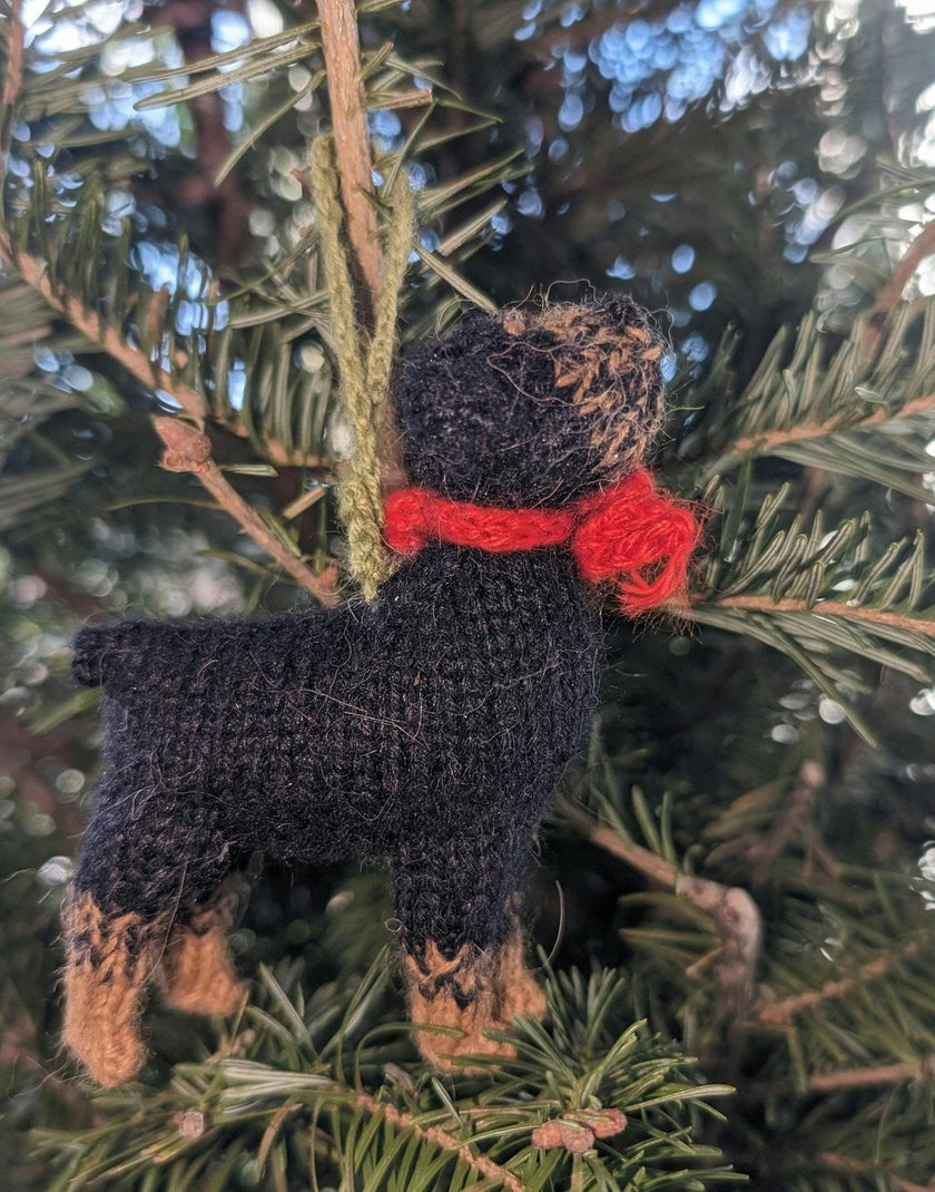 Rottweiler Dog Hand Knit Christmas Ornament