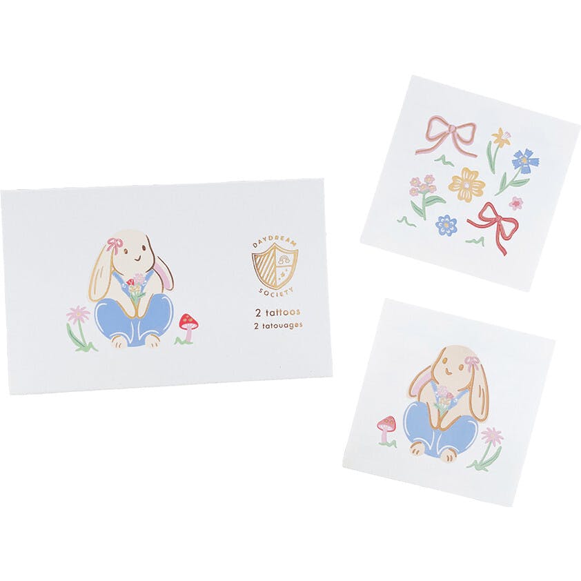 Bunnies In The Garden Overalls Temporary Tattoos