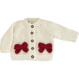 Bow Cardigan, Cream/Red
