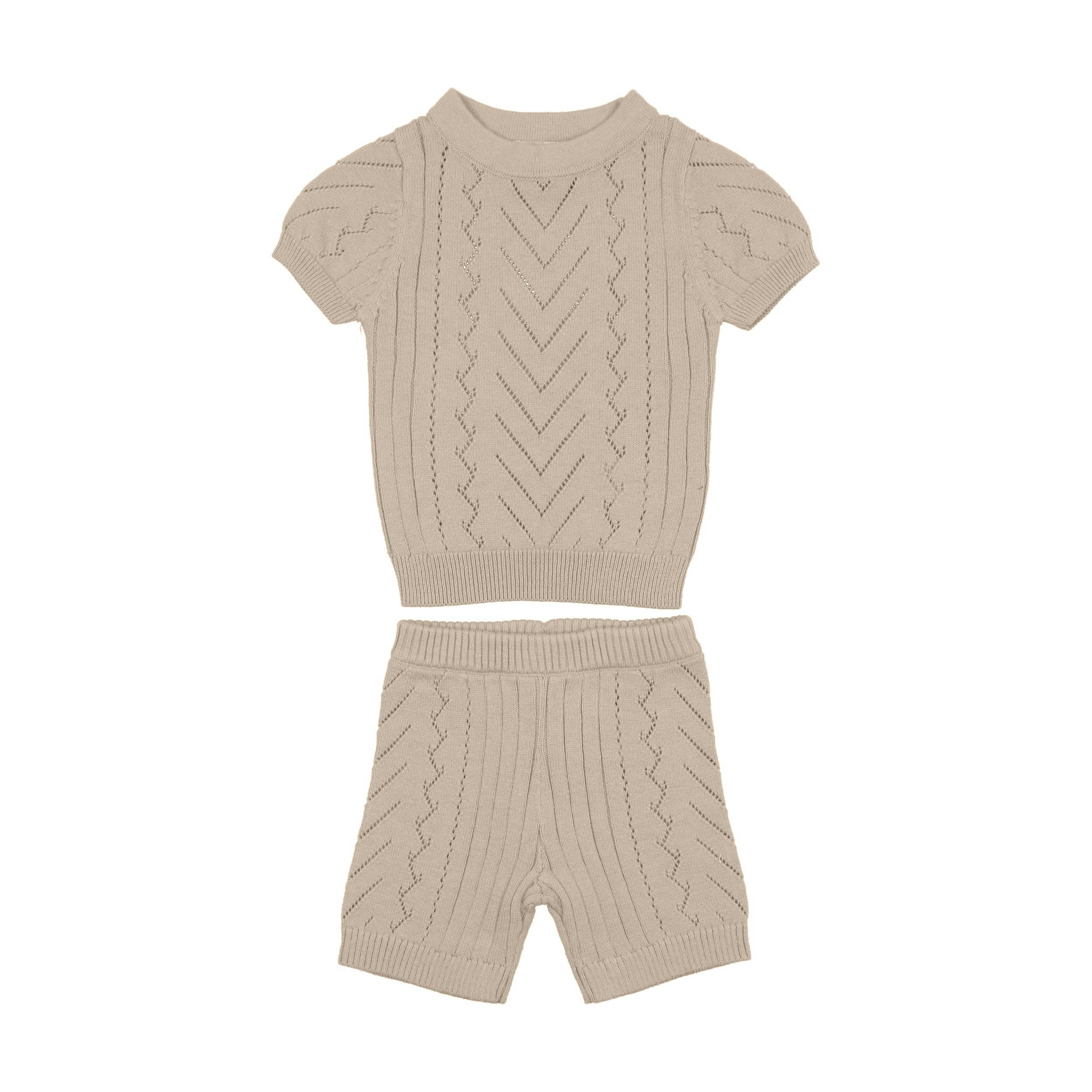 Girls Pretty Pointelle 2-Piece Top & Short Set