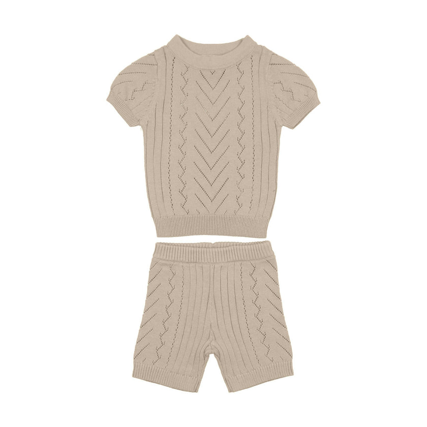 Girls Pretty Pointelle 2-Piece Top & Short Set