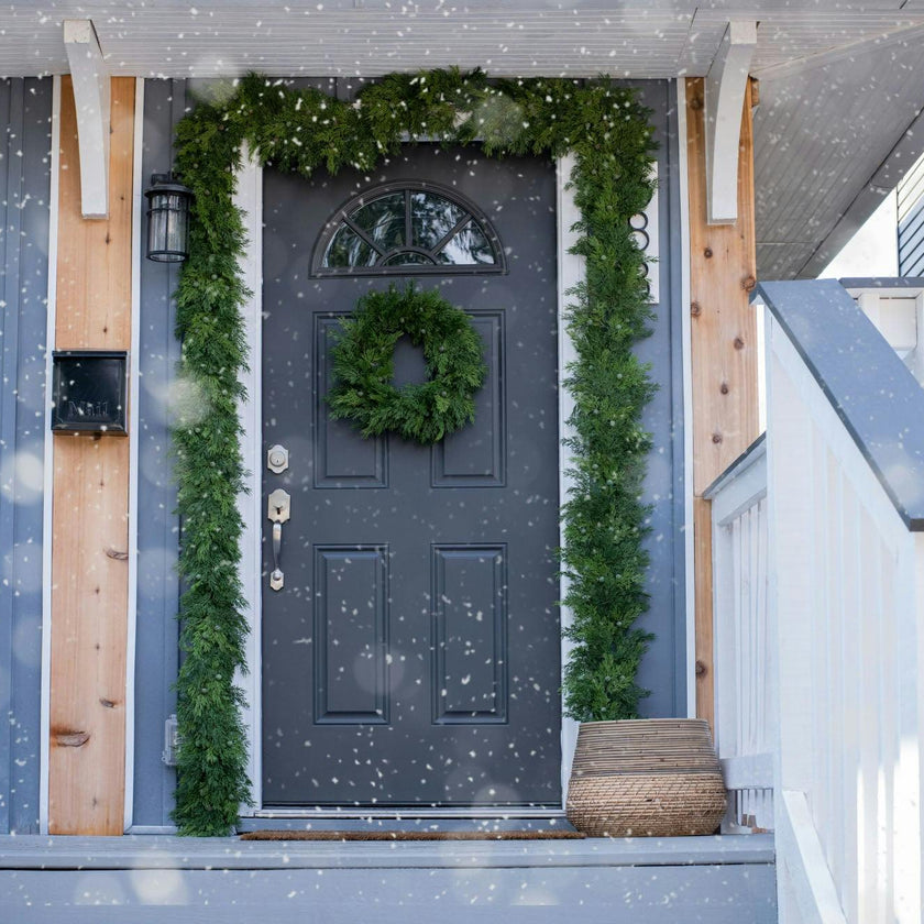 Seeding Real Touch Juniper Berry Faux Greenery Front Door Mantle Wreath 18"
