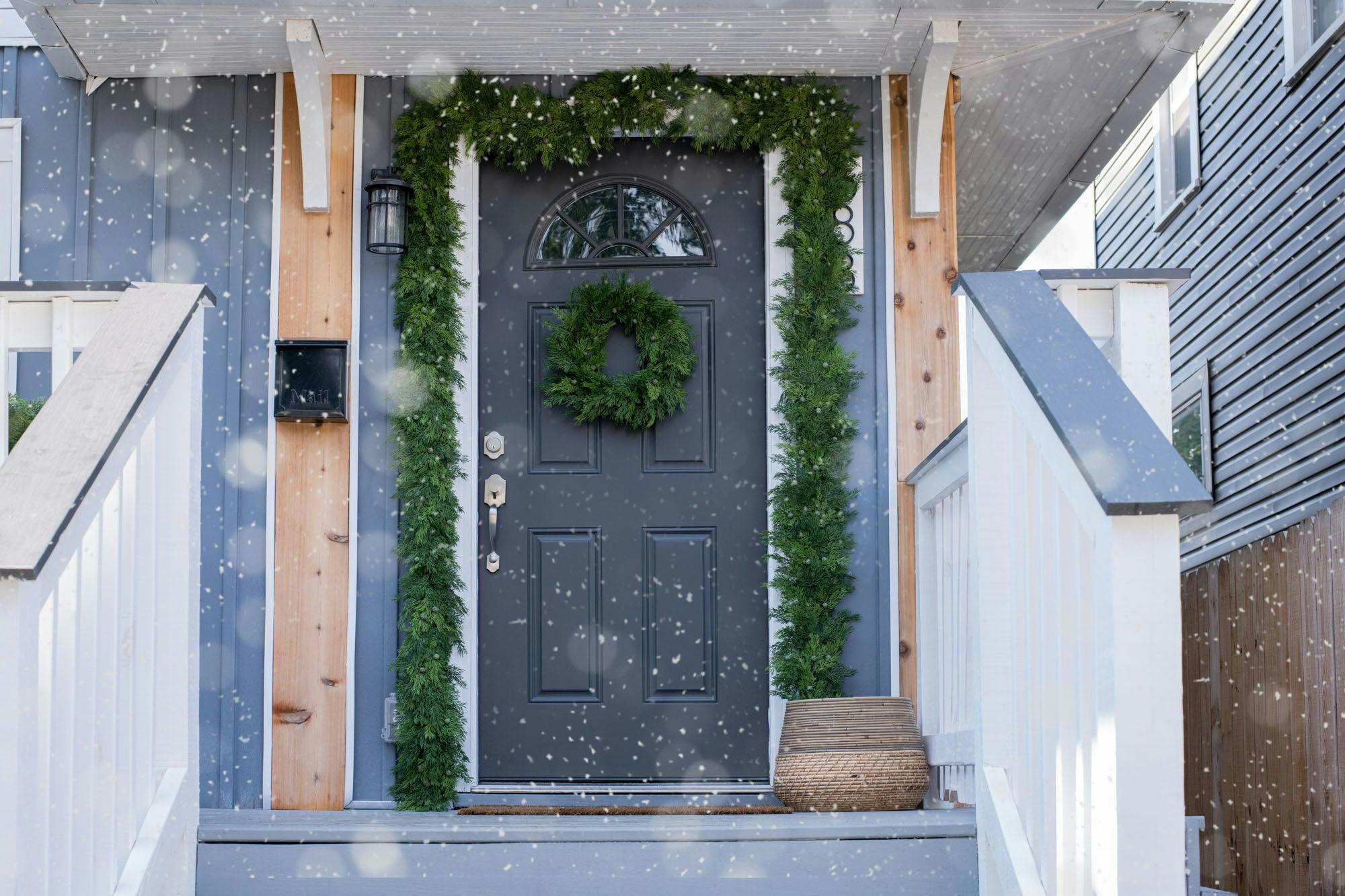 Seeding Real Touch Juniper Berry Faux Greenery Front Door Mantle Wreath 18