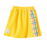 Yellow Plaid Trim Cotton Skirt