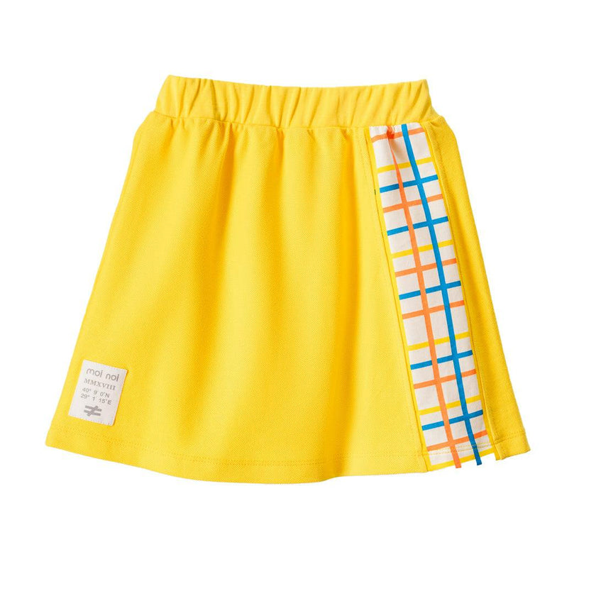 Yellow Plaid Trim Cotton Skirt