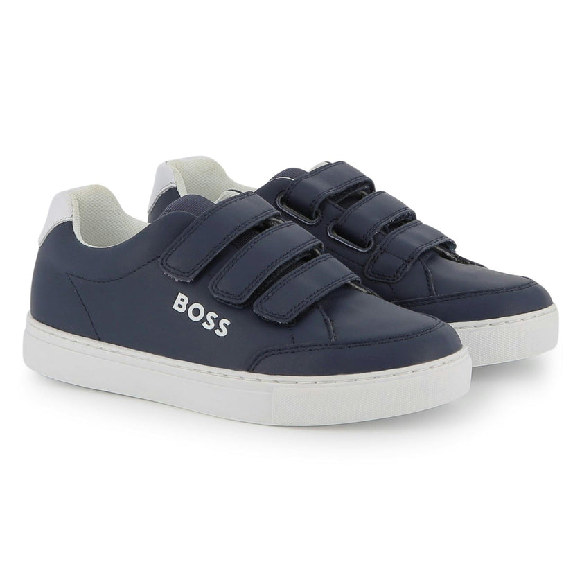 Navy Leather Sneakers