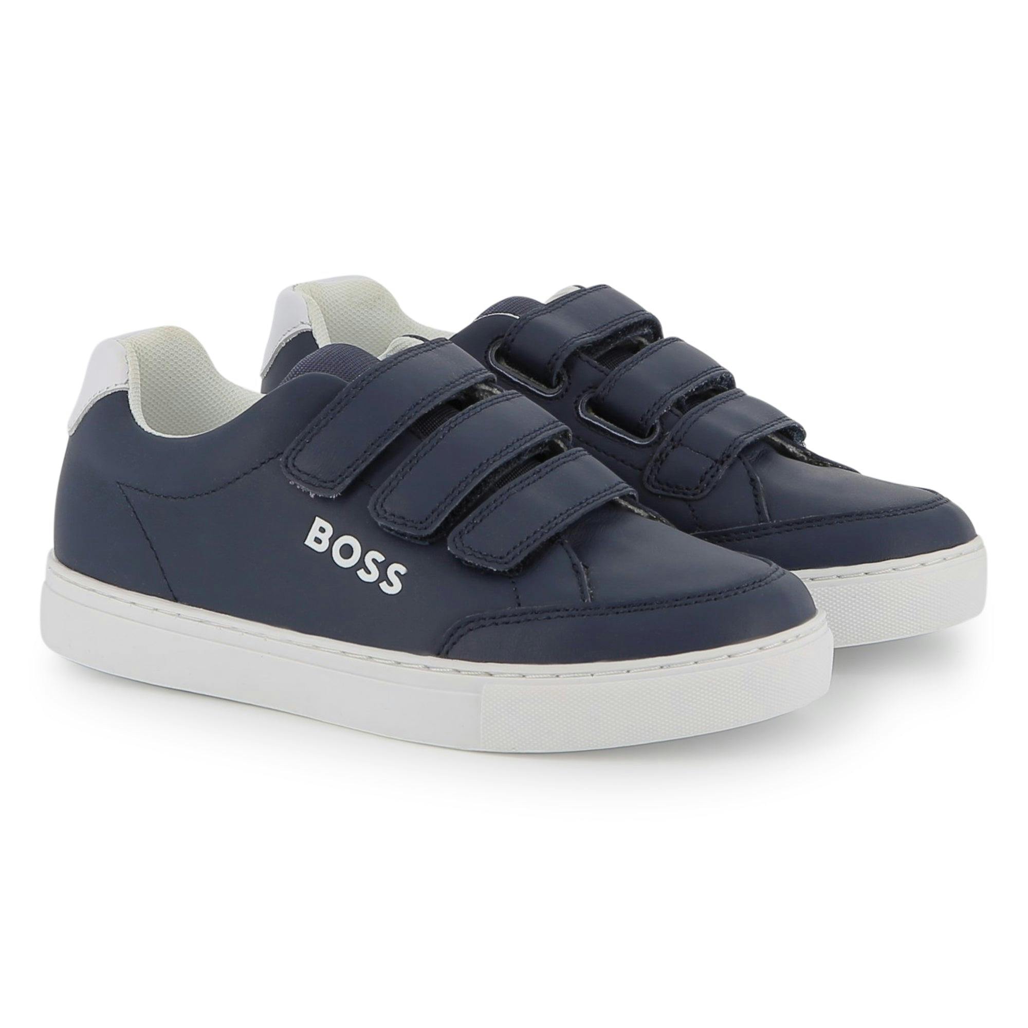 Navy Leather Sneakers