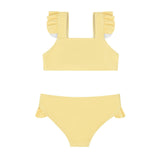 girls buttercream stripe ruffle tie back bikini