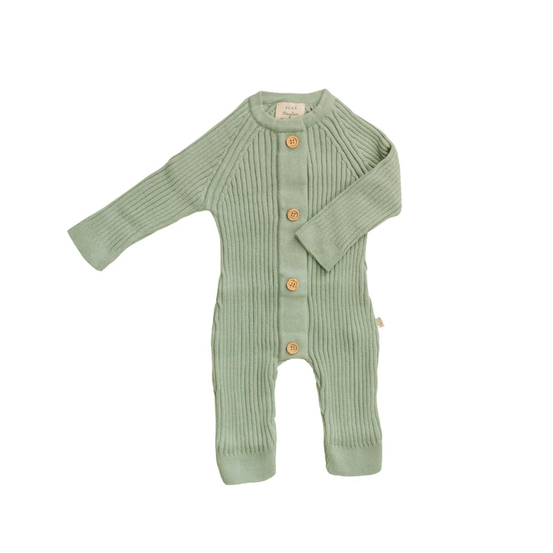 Organic Cotton Rib Romper with Magnetic Buttons